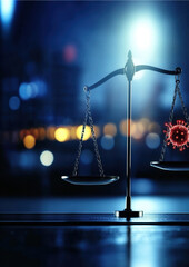 Legal balance between justice and health covid-19 impact on law urban setting image nighttime conceptual challenges