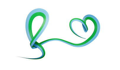 Obraz premium 3d Flag Of Djibouti Heart Shaped Shiny Wavy Awareness Ribbon flag White Background 3d Illustration