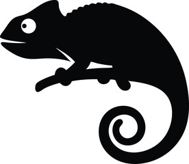 Chameleon black silhouette logo vector © IshratJahan