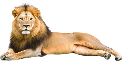Obraz premium Majestic Male Lion Reclining: A Powerful Portrait of African Wildlife