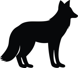 Silhouette of wolf on white background