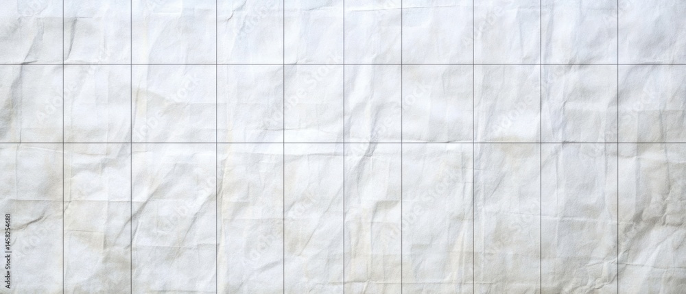 Poster crumpled white paper texture with grid background design element