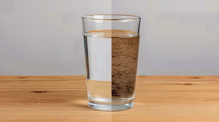 Visual comparison between clean and dirty water highlights the urgent need for clean water access and pollution prevention.
