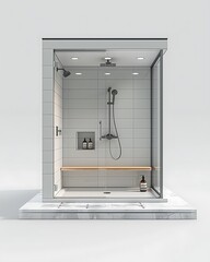 Minimalist modern bathroom with marble high resolution picture