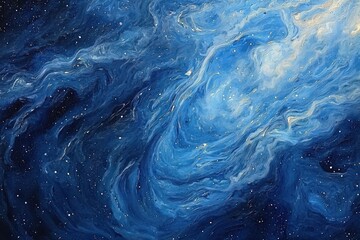 Beautiful Deep Blue Abstract Swirling Galaxy with Stars