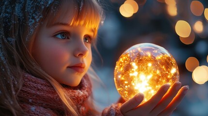 Naklejka premium Winter Wonderland: A Child's Magical Encounter