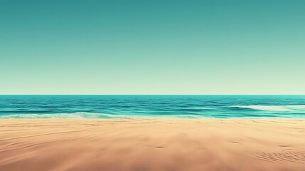 Fototapeta premium Sandy Beach with Calm Ocean, and Summer.