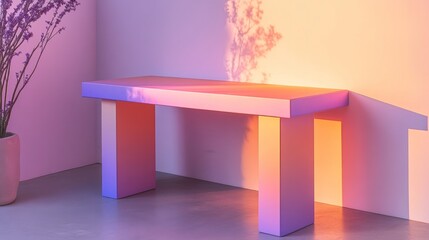 Modern Lavender and Peach Gradient Table in Minimalist Interior