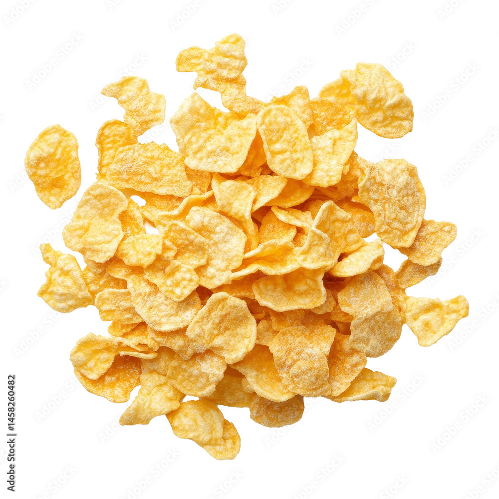 Aufkleber a closeup view of corn flakes isolated on a transparent background highlighting their texture and co