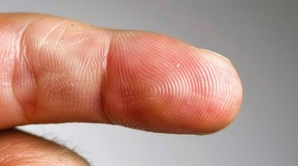 Fototapeta premium Close-up of a finger with visible hangnail and ridges illustrating skin texture and potential discomfort due to a common nail condition