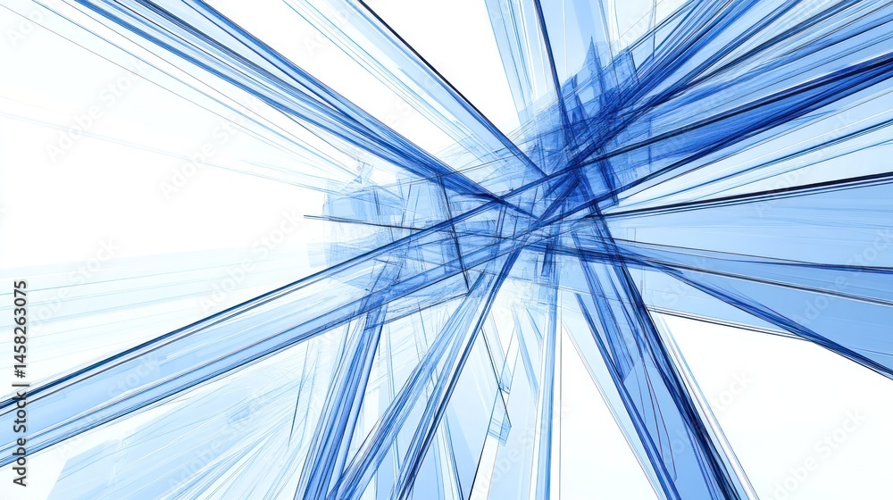 Poster abstract blue lines intersect dynamic geometric background