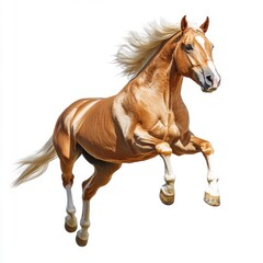 Obraz premium Palomino Horse Leaping Against White Background