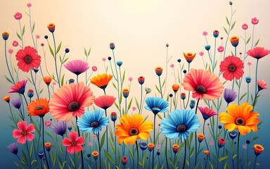 Spectacular Multi-colored flower wall background. High quality