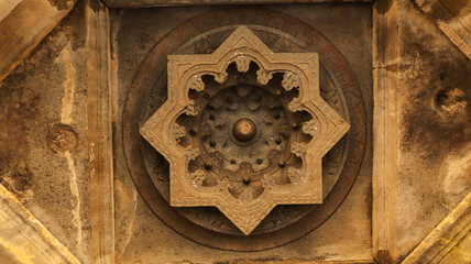 Stone carving on the ceiling of Shri Siddheshwara Swamy Temple, Hottal, Nanded, Maharashtra, India.
