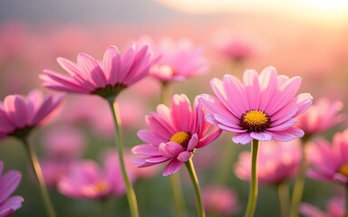 Fototapeta premium Spectacular Summer flowers background of pink African daisies. High quality