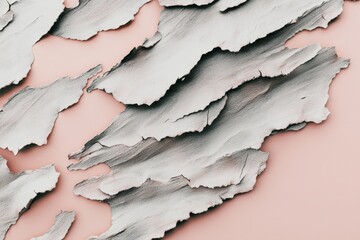 Abstract textured layers of light gray on a pale pink surface.