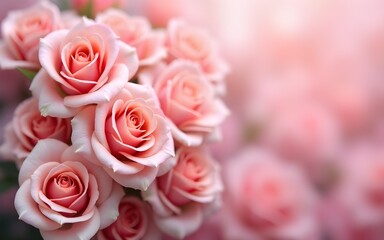 Obraz premium Spectacular sweet color roses flower in pastel tone with blurred style for background pattern texture. High quality