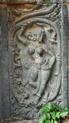 Carved sculpture of a Salabhanjika on Shri Pachchala Someshwara Temple, Panagallu, Nalgonda,...