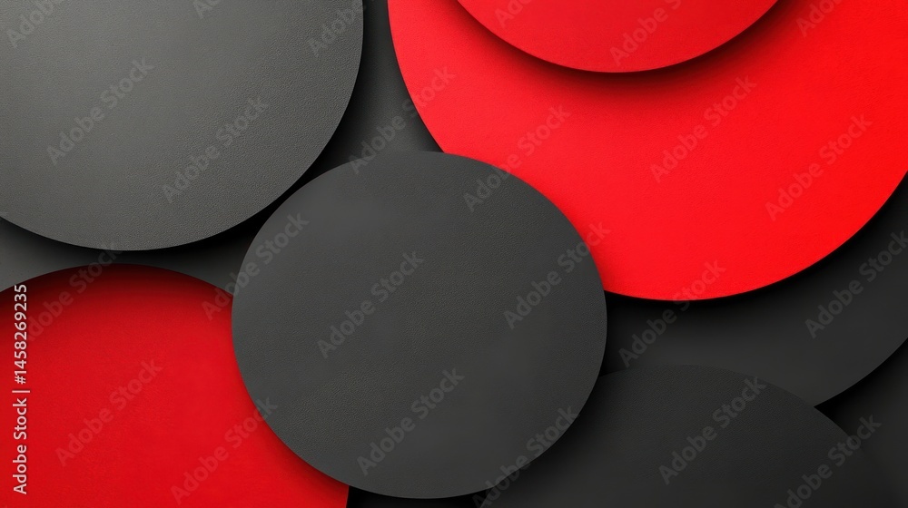 Aufkleber red and black overlapping circles abstract background design