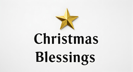 Obraz premium Christmas Blessings Gold Star Image for Holiday Cards Greetings Cut Out Transparent Png