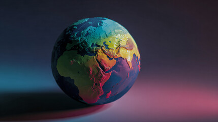 Fototapeta premium Colorful d render of a world orb displaying continents in hopeful hues.