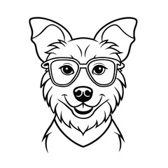 a charming realistic portrait dog wearing vector art silhouette