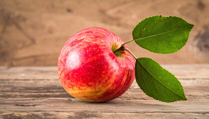 Ripe apple with leaf