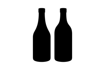 Two black wine bottles silhouette vector graphic