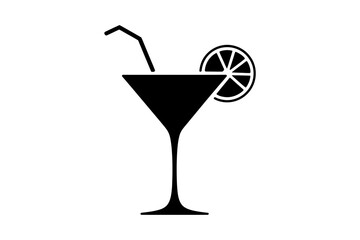 Refreshing cocktail drink with lemon slice vector