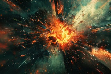 intense power burst with electric explosion, sci-fi background