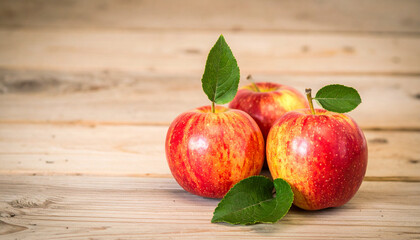 Ripe apple with leaf