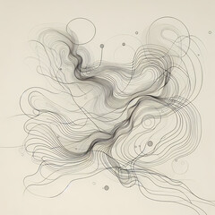 Fototapeta premium A sophisticated fine-line ink piece — delicate and abstract, made for clean editorial layout or wall decor. Generative AI