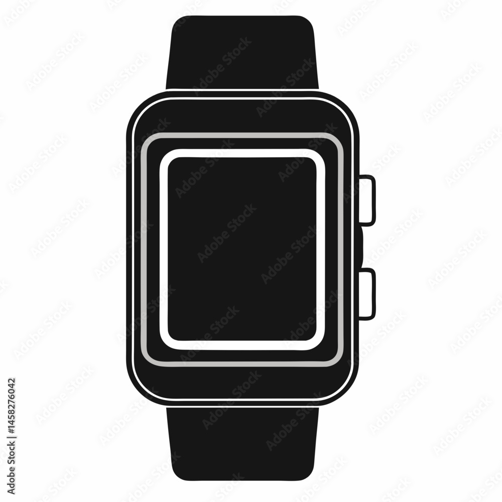 Poster professional vector icon of a digital smartwatch with a clean and minimal design, ideal for apps and