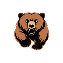 Wild brown bear full body running in forest animal colorful vector illustration