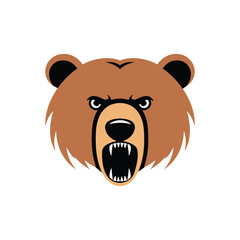 Brown bear angry face forest wild animal colorful head design