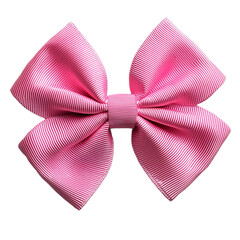 Front view of a neon pink hair bow isolated on a white transparent background.