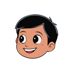 Cute little boy smiling face vector cartoon illustration