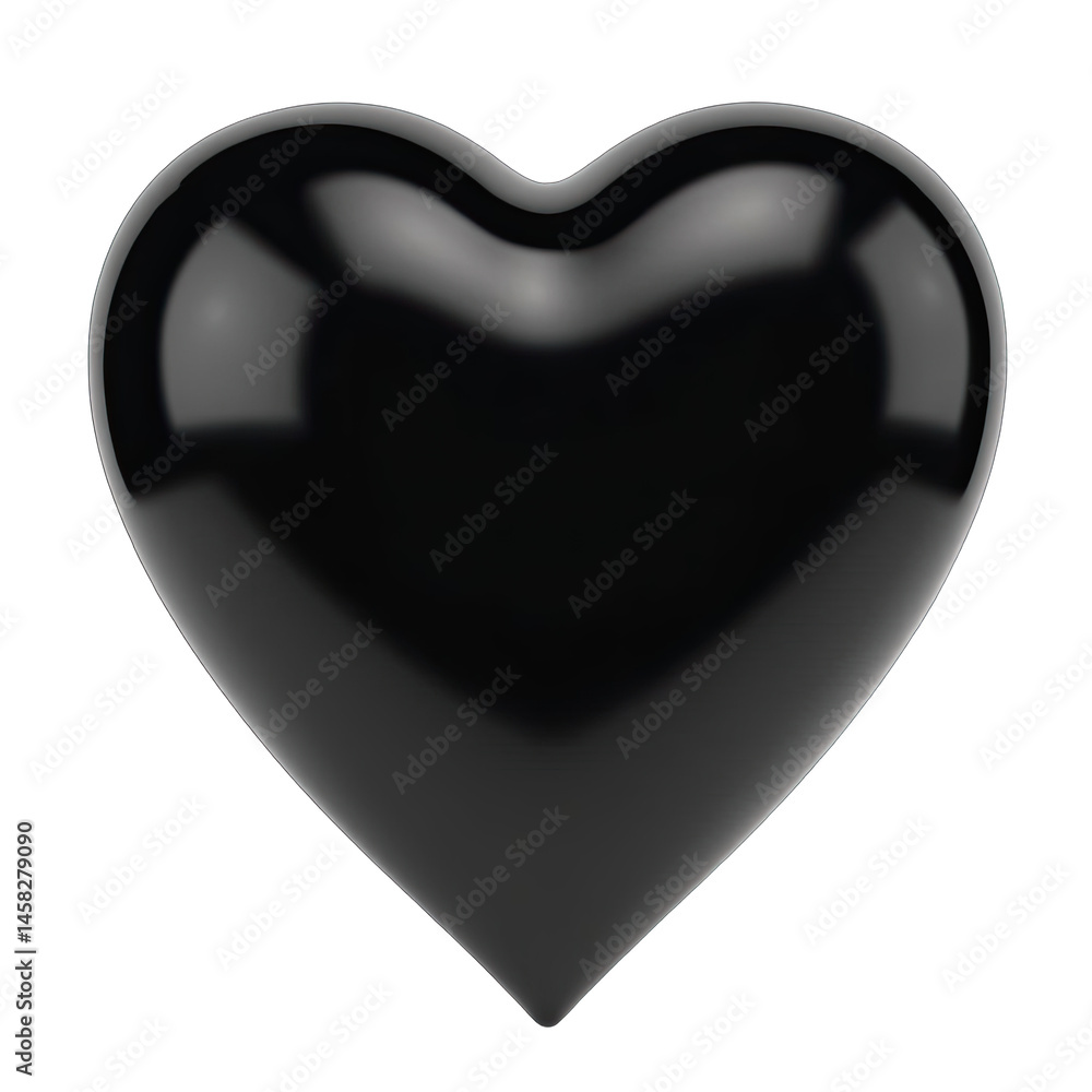 Poster a shiny black heart image perfect for design projects isolated on transparent background