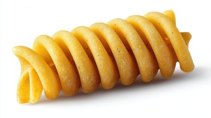 Twisted yellow pasta shaped beautifully in a spiral with a textured surface ideal for gourmet cooking or food presentations expressing culinary creativity captured with clarity