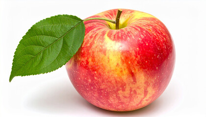Ripe apple with leaf