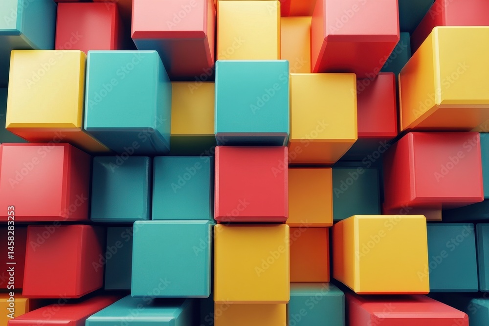 Poster colorful animated cubes create a vibrant abstract motion background, background of animated cubes ab