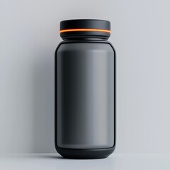 Black container with orange accent in modern minimalist setting