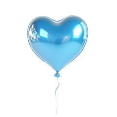 3d rendering icon blue heart balloon illustration PNG. cartoon minimal style heart shape balloon on transparent isolated background.