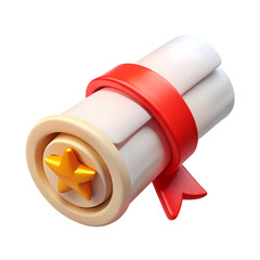 a 3d render of a rolled up white diploma or certif 1 vector illustration, Generative AI