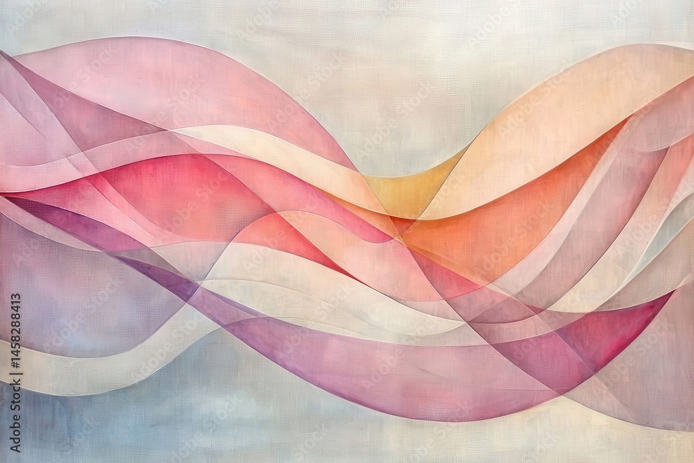 Wall mural abstract waves in soft pastels with subtle gradient tones