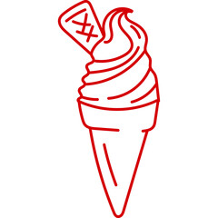 Ice Cream Hand Drawn Line 