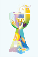 composition with characteristic symbols of holy communion