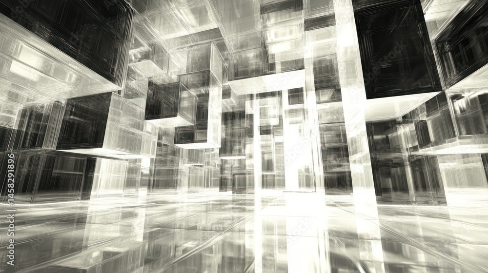 Poster translucent cubes futuristic architecture abstract background