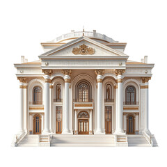 Obraz premium 3D front view illustration of the Tchaikovsky Concert Hall Russia monument isolated on a white transparent background.