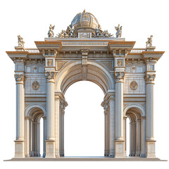 Obraz premium 3D front view illustration of the Voskresensky Gate Russia monument isolated on a white transparent background.